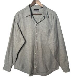 Lawton Harbor Mens XXL Grey Flannel Button Down Shirt 100% Cotton Long Sleeve